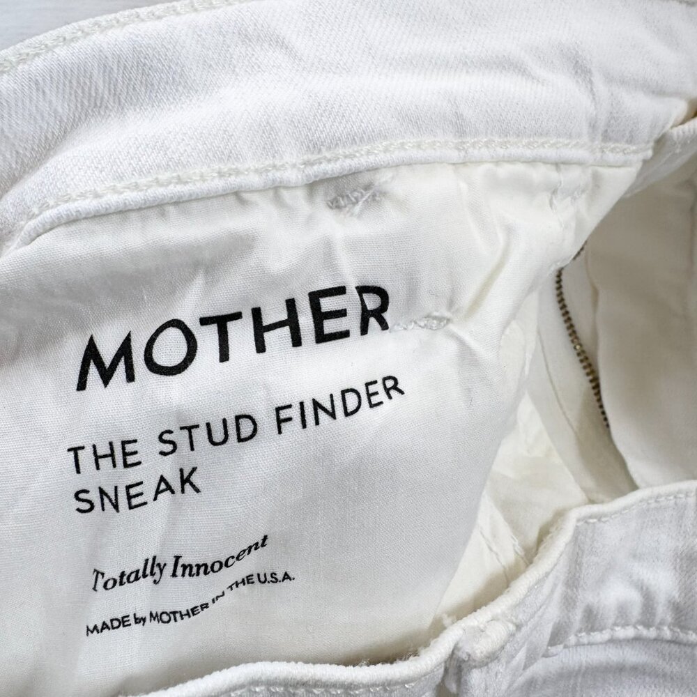 MOTHER Superior The Stud Finder Sneak Wide-Leg Jeans White Totally Innocent 28 - Picture 14 of 17